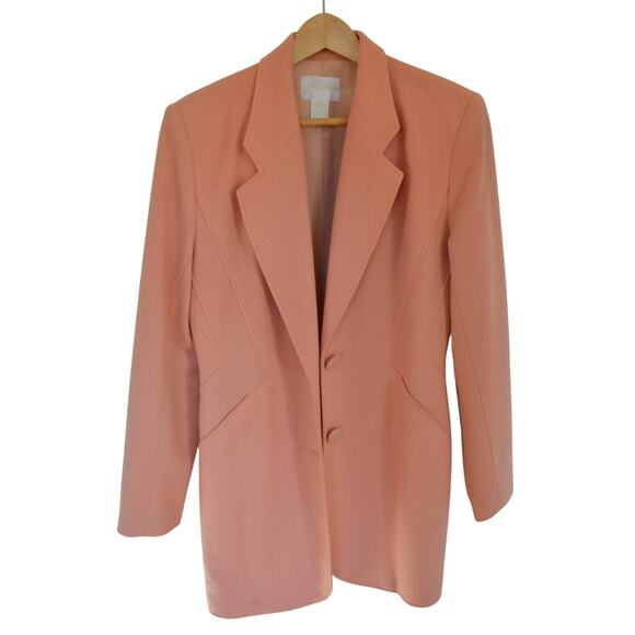 Vintage Salmon Pink Structured Wool Blazer - Picture 3 of 8